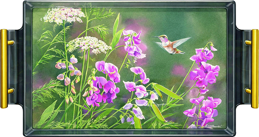 White Sweet Pea Humming Bird Acrylic Wall Art & Home Decor