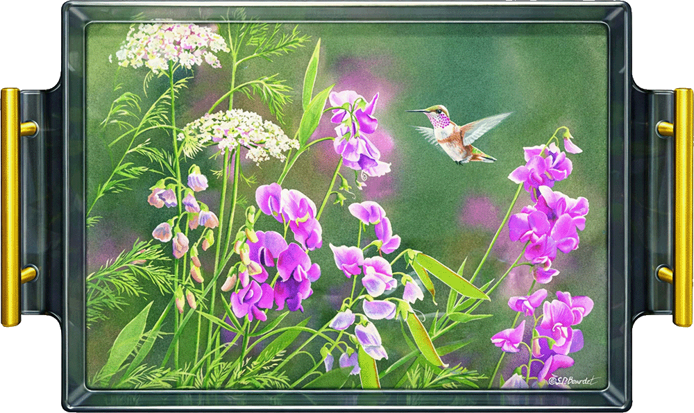 White Sweet Pea Humming Bird Acrylic Wall Art & Home Decor