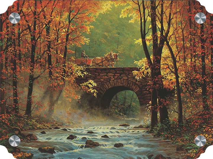 Autumn Bridge Belgians Acrylic Wall Art & Home Decor