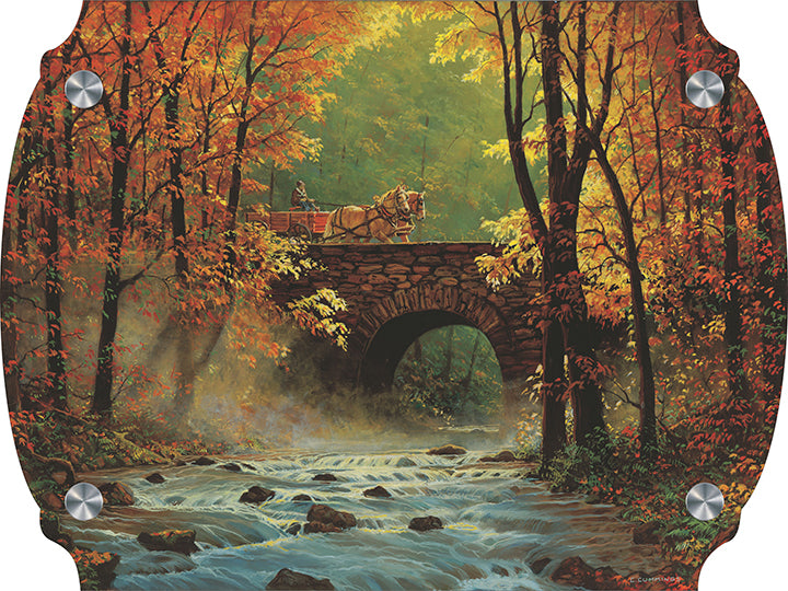 みmiller 風景フォトプリント ダウンベスト　ヴィンテージ　馬柄 Autumn Bridge Belgians Acrylic Wall Art & Home Decor Acrylic Decor