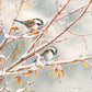 Early Snowfall - Chestnut Backed Chickadees Acrylic Wall Art & Home Decor