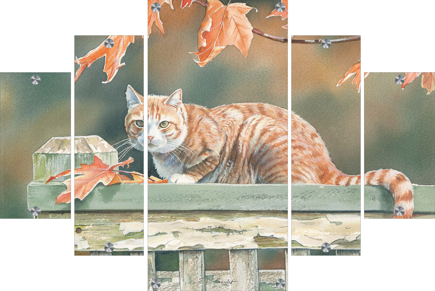 Freeway and Fall Leaves Cat Acrylic Wall Art & Home Decor
