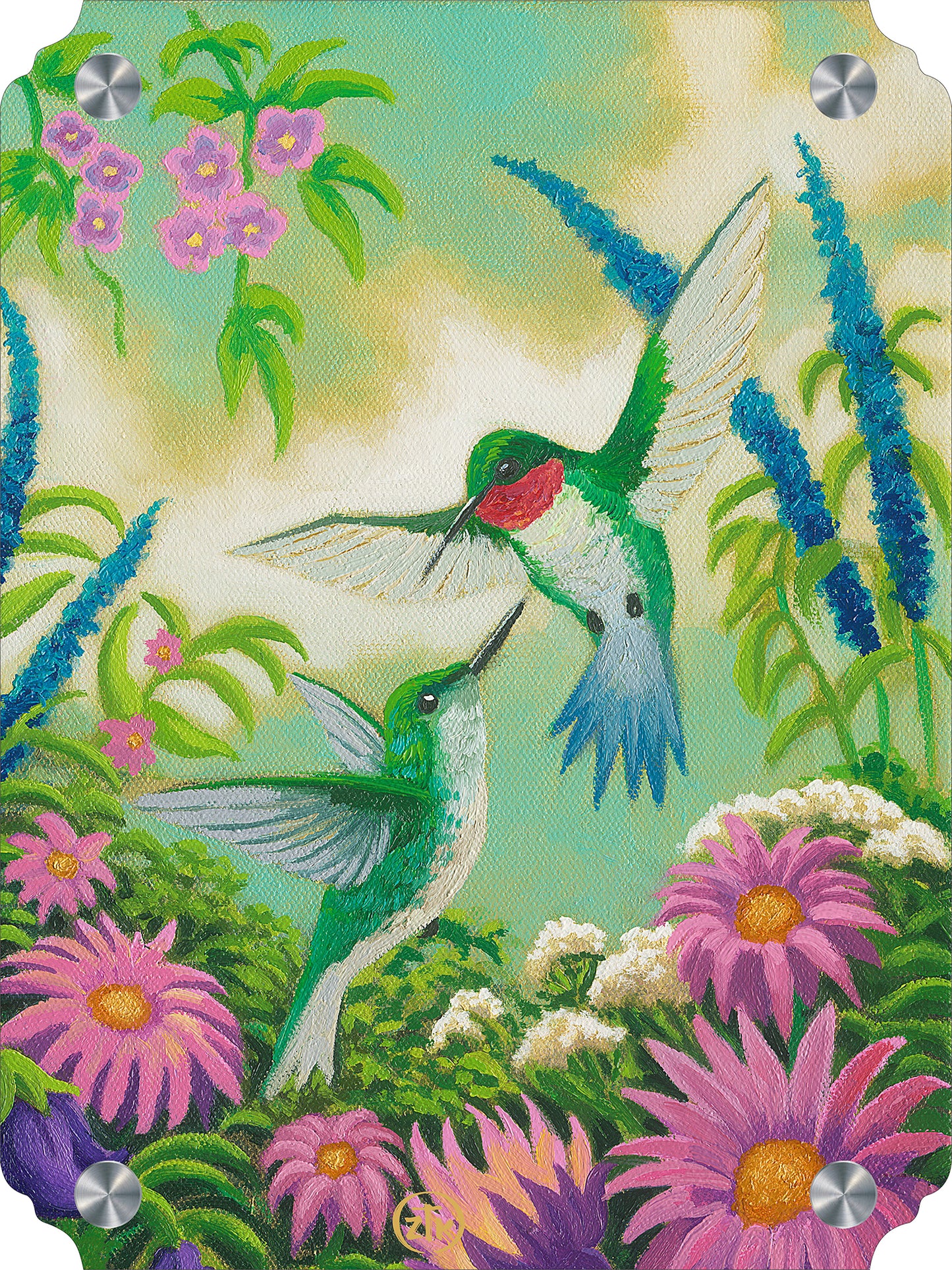 Hummingbirds In Summer Acrylic Wall Art & Home Decor
