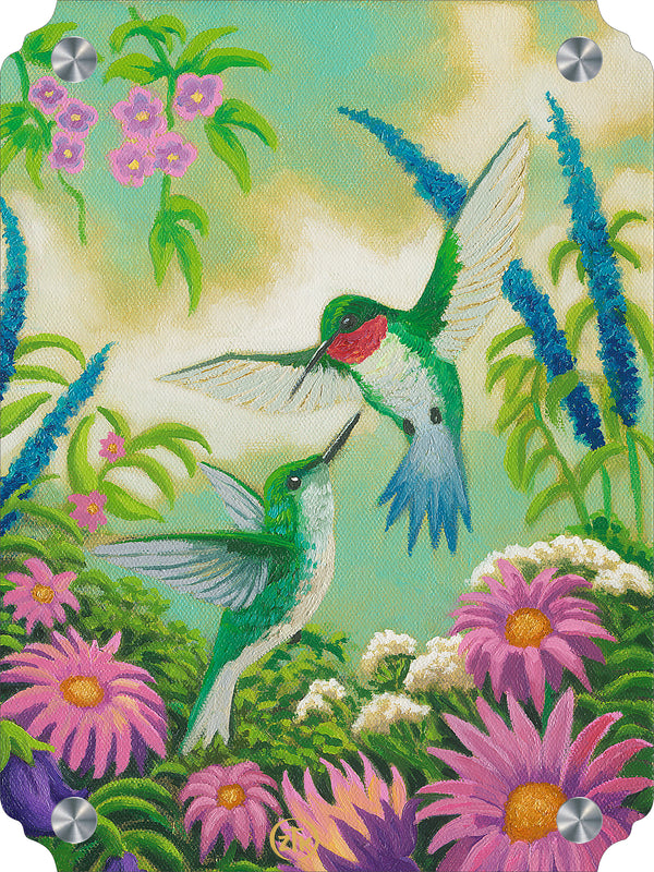 Hummingbirds In Summer Acrylic Wall Art & Home Decor