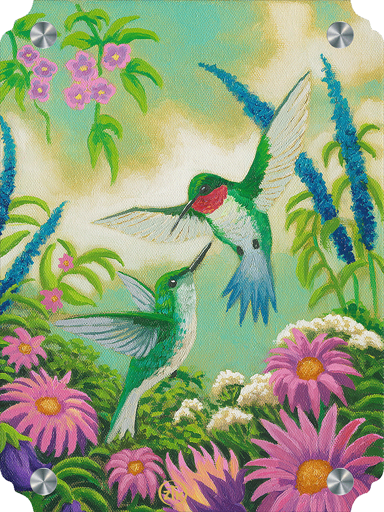 Hummingbirds In Summer Acrylic Wall Art & Home Decor