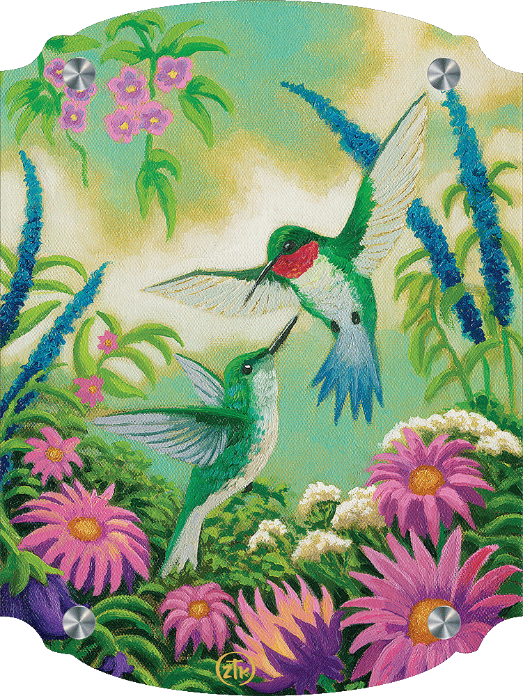 Hummingbirds In Summer Acrylic Wall Art & Home Decor