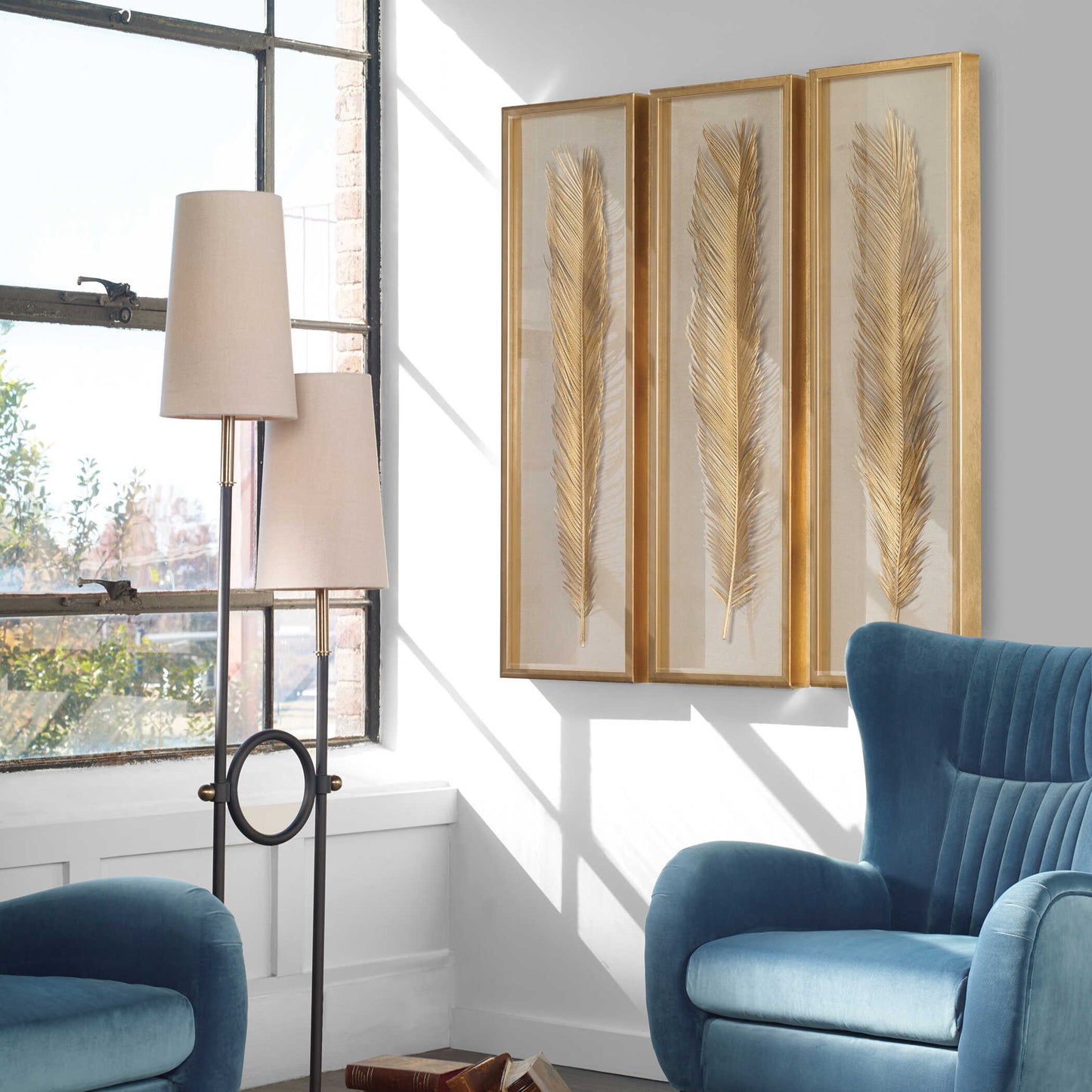 Palma Gold Leaf Shadow Box (Set of 3)