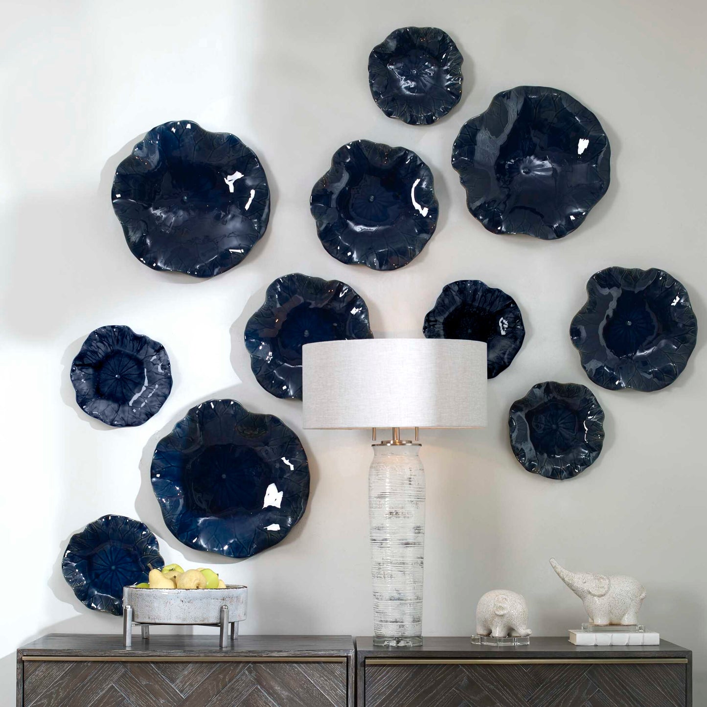 Abella Blue Ceramic Wall Decor (Set of 3)