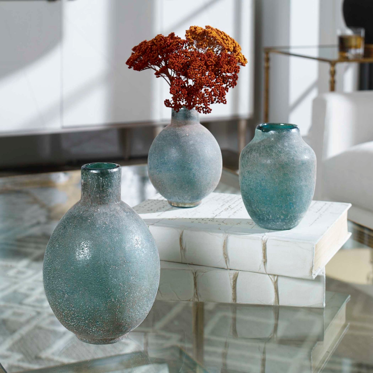 Mercede Weathered Blue-Green Vases (Set of 3)
