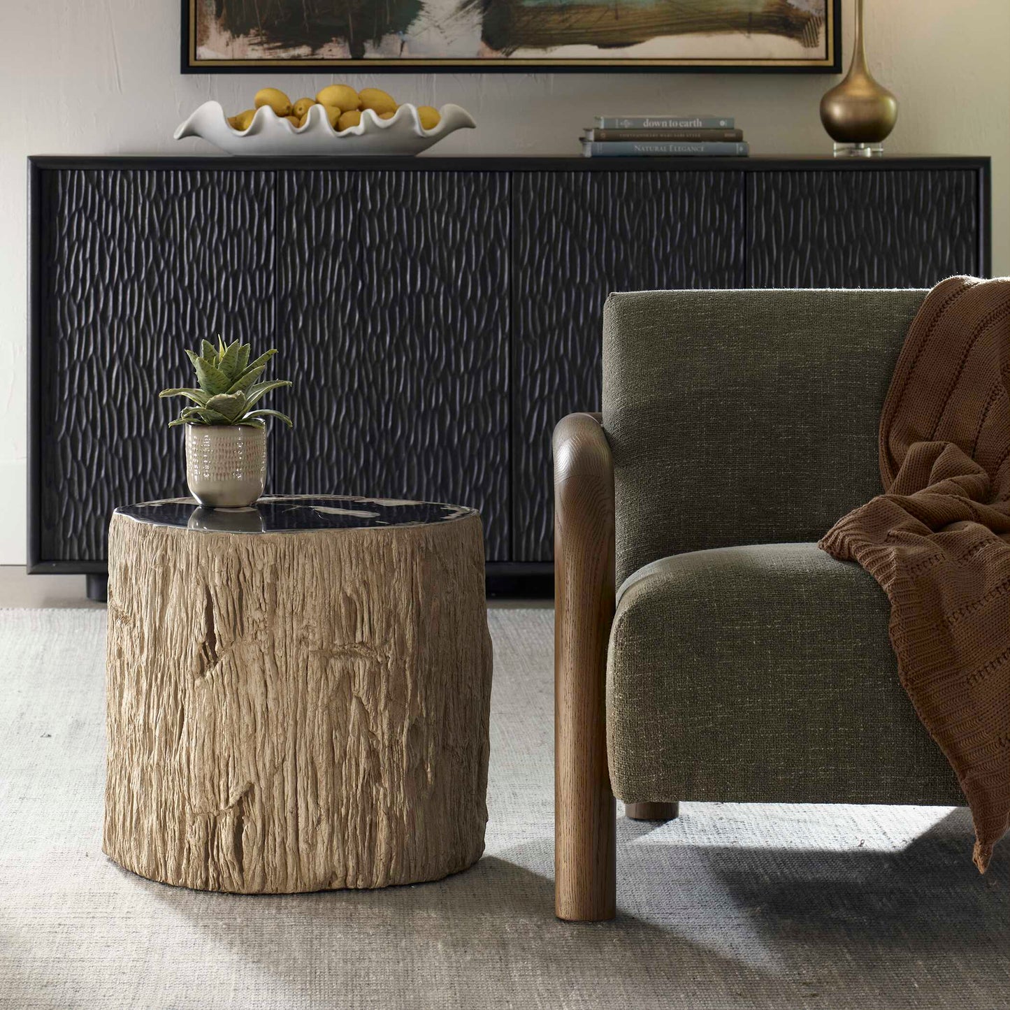 Arco Petrified - Wood Top Accent Table