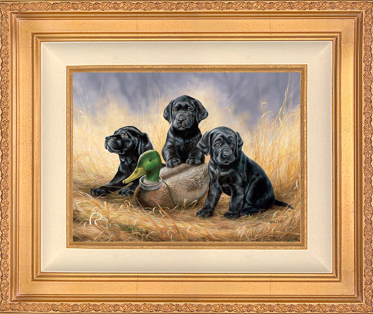 Ready for Class - Black Lab Puppies Limited Edition Canvas - Official Ducks Unlimited Art