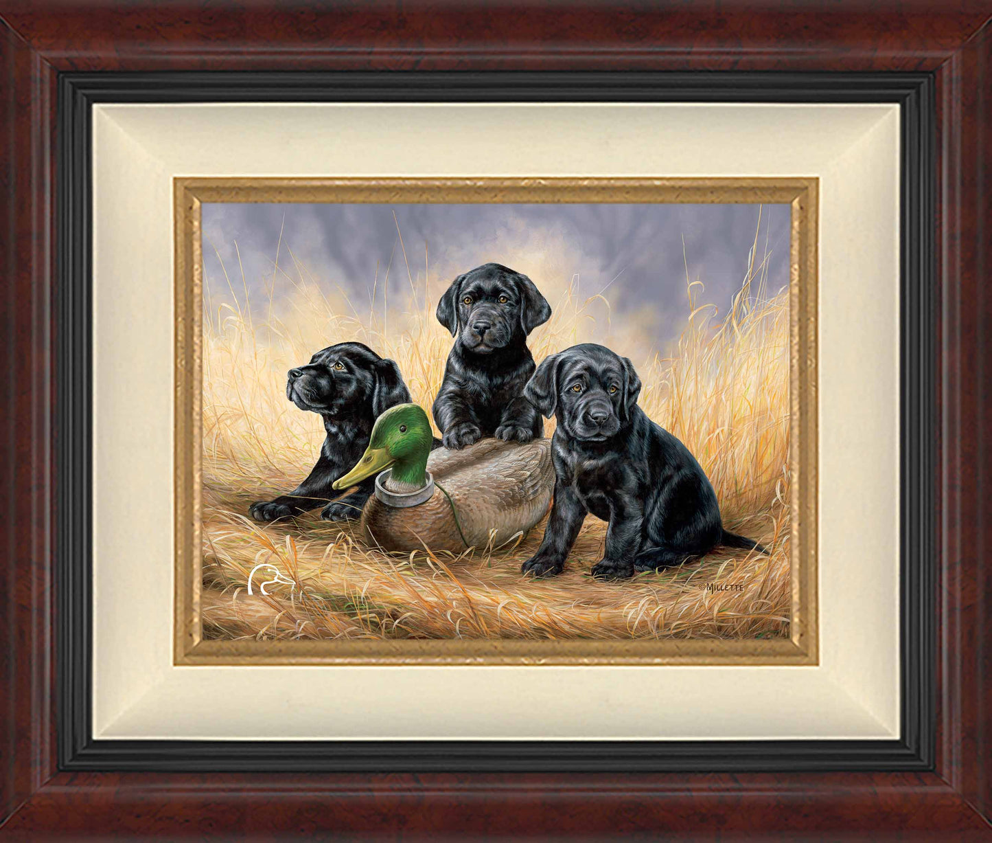 Ready for Class - Black Lab Puppies Limited Edition Canvas - Official Ducks Unlimited Art