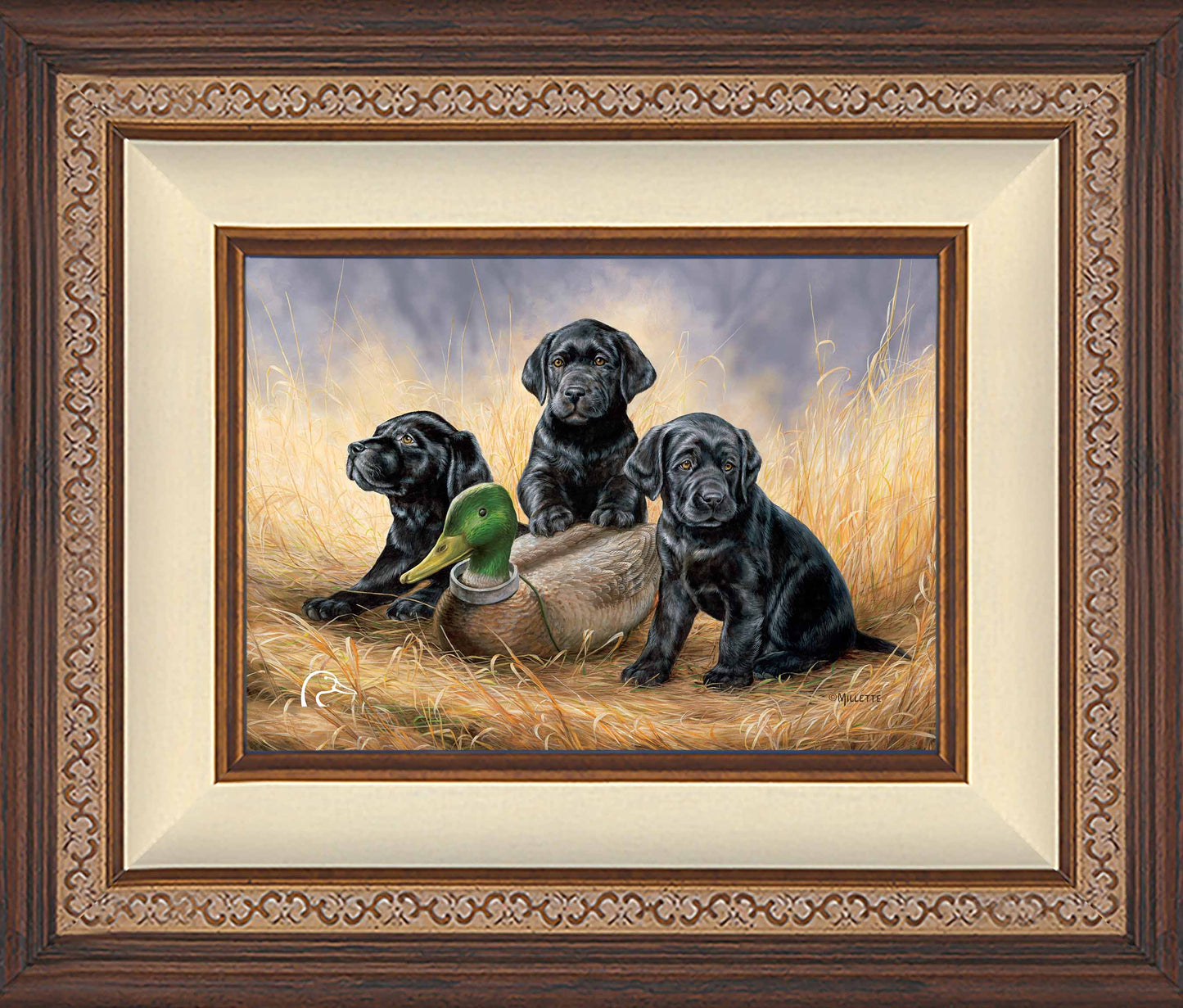 Ready for Class - Black Lab Puppies Limited Edition Canvas - Official Ducks Unlimited Art