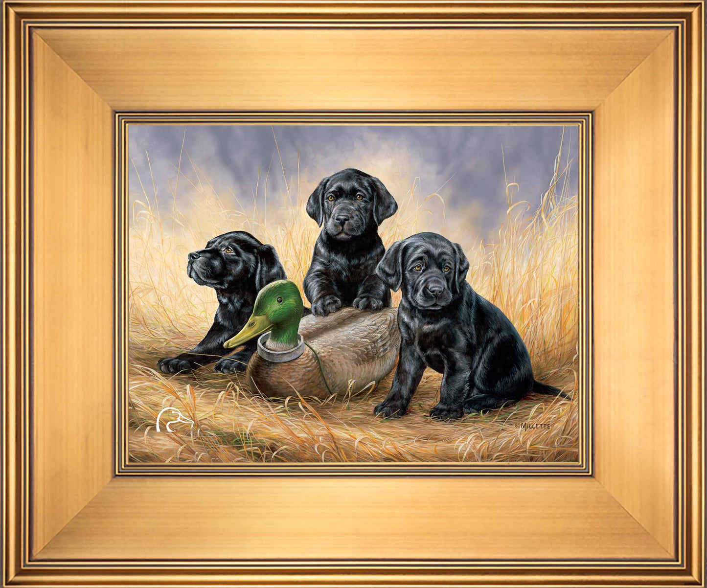 Ready for Class - Black Lab Puppies Limited Edition Canvas - Official Ducks Unlimited Art