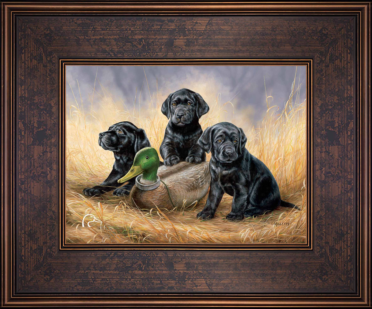 Ready for Class - Black Lab Puppies Limited Edition Canvas - Official Ducks Unlimited Art