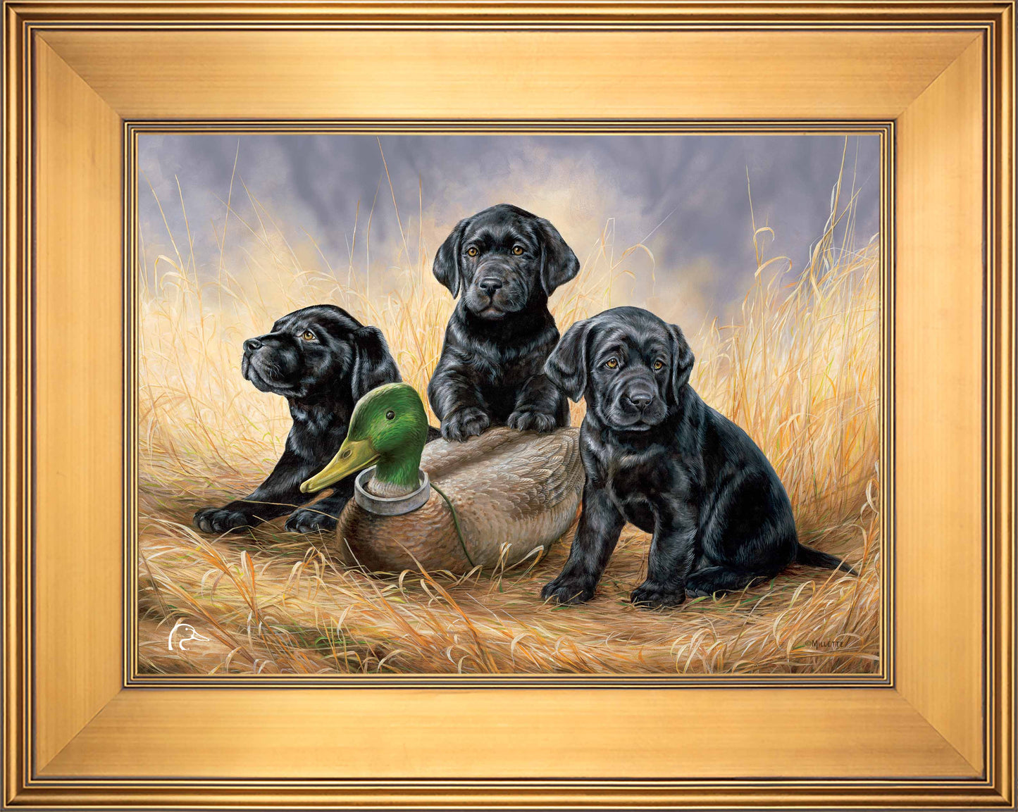 Ready for Class - Black Lab Puppies Limited Edition Canvas - Official Ducks Unlimited Art
