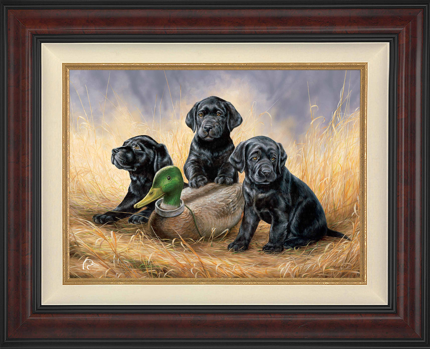Ready for Class - Black Lab Puppies Limited Edition Canvas - Official Ducks Unlimited Art