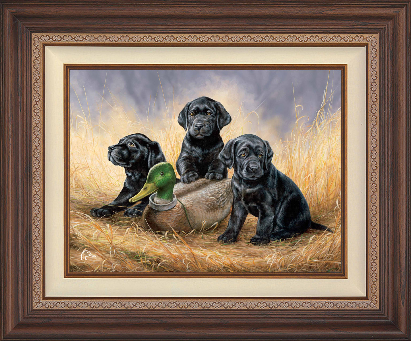 Ready for Class - Black Lab Puppies Limited Edition Canvas - Official Ducks Unlimited Art