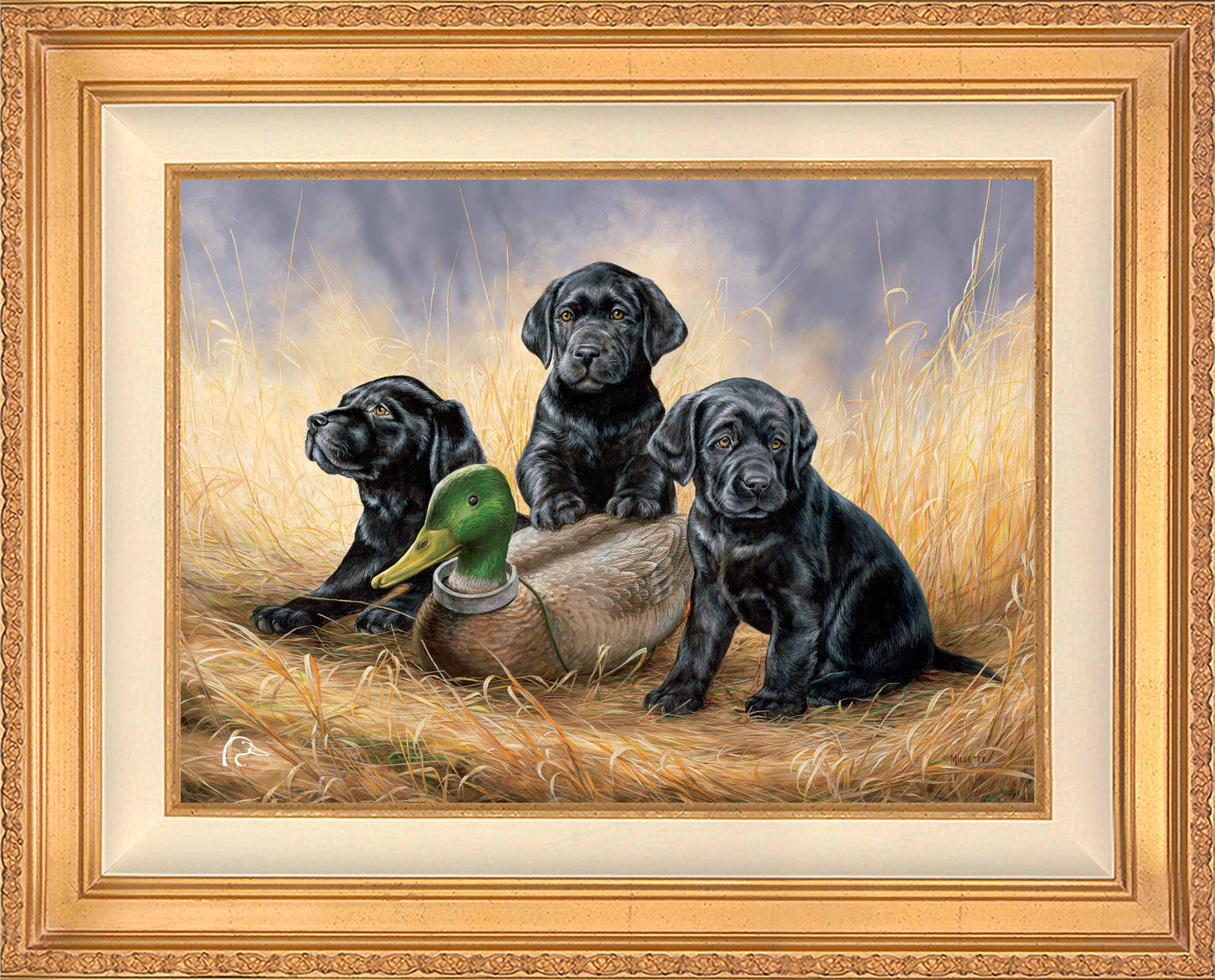 Ready for Class - Black Lab Puppies Limited Edition Canvas - Official Ducks Unlimited Art
