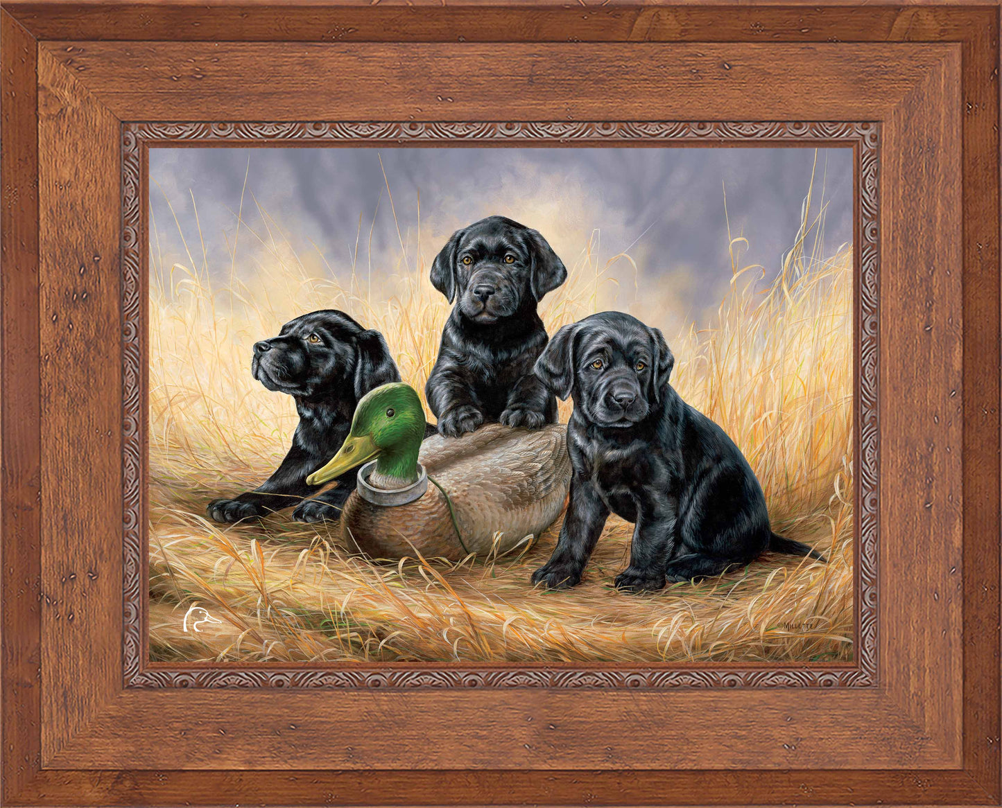 Ready for Class - Black Lab Puppies Limited Edition Canvas - Official Ducks Unlimited Art
