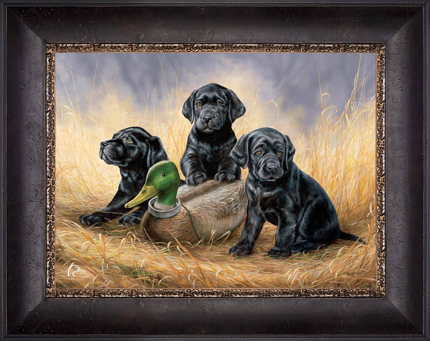 Ready for Class - Black Lab Puppies Limited Edition Canvas - Official Ducks Unlimited Art