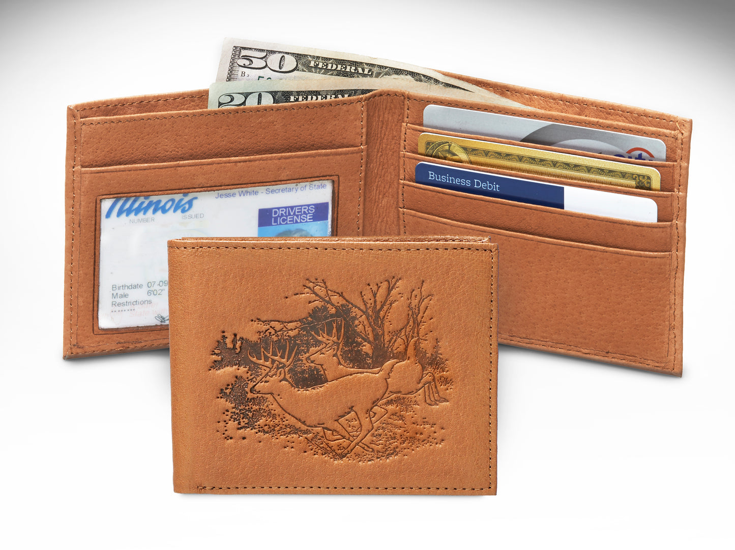 Leather Bifold Deer Wallet