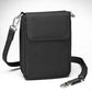Leather Crossbody Phone Pouch with Concealed Carry Compartment - Black