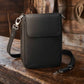 Leather Crossbody Phone Pouch with Concealed Carry Compartment - Black