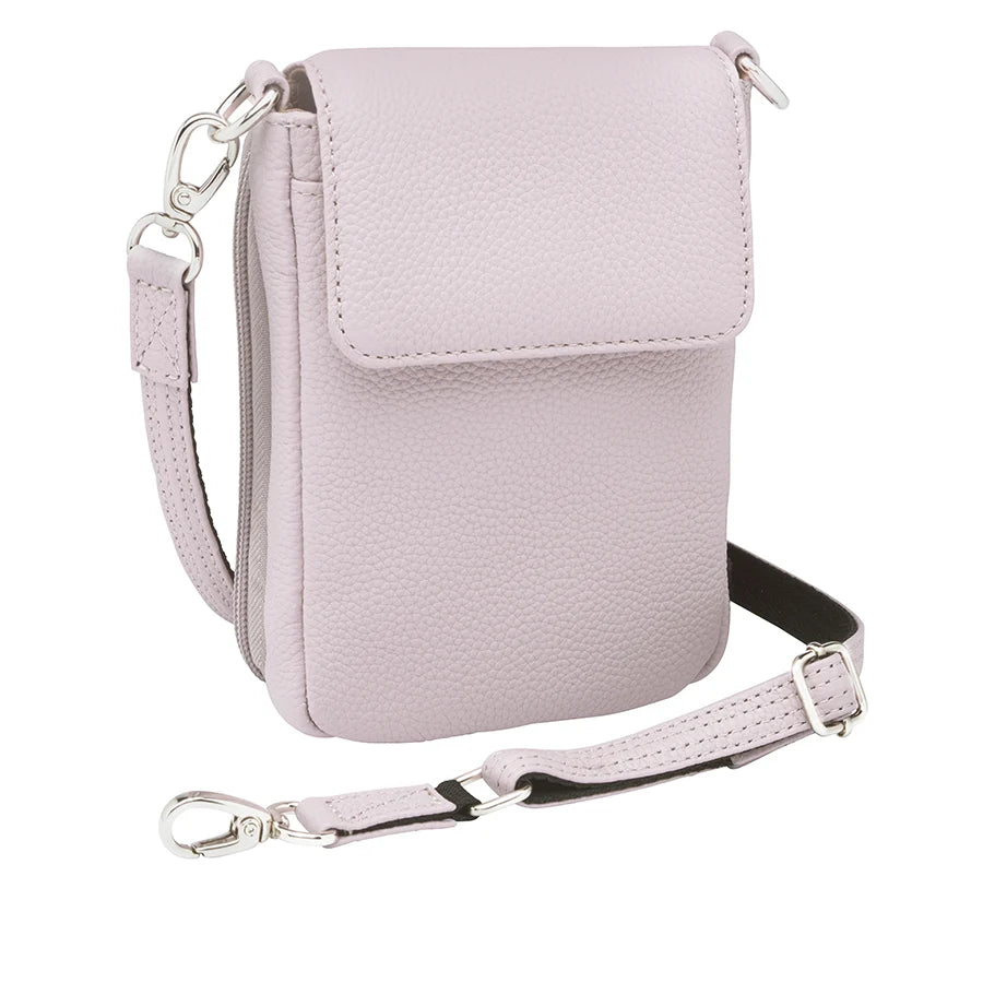 Leather Crossbody Phone Pouch Concealed Carry Purse Cowhide - Lavender
