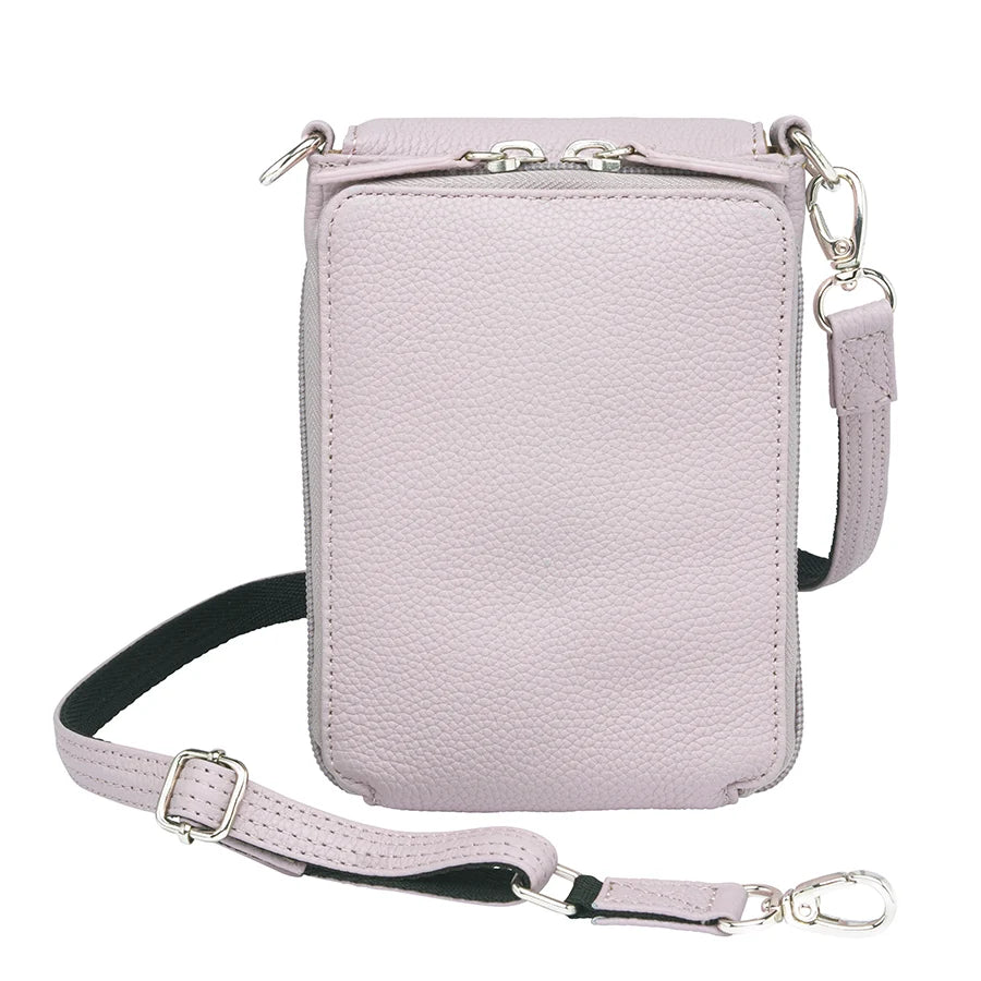 Leather Crossbody Phone Pouch Concealed Carry Purse Cowhide - Lavender