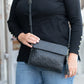 Leather Clutch Concealed Carry Purse Embroidered Lambskin - Black