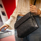 Leather Clutch Concealed Carry Purse Embroidered Lambskin - Black