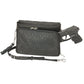 Leather Clutch Concealed Carry Purse Embroidered Lambskin - Black