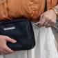 Leather Slim Clutch Crossbody Concealed Carry Bag Cowhide - Black
