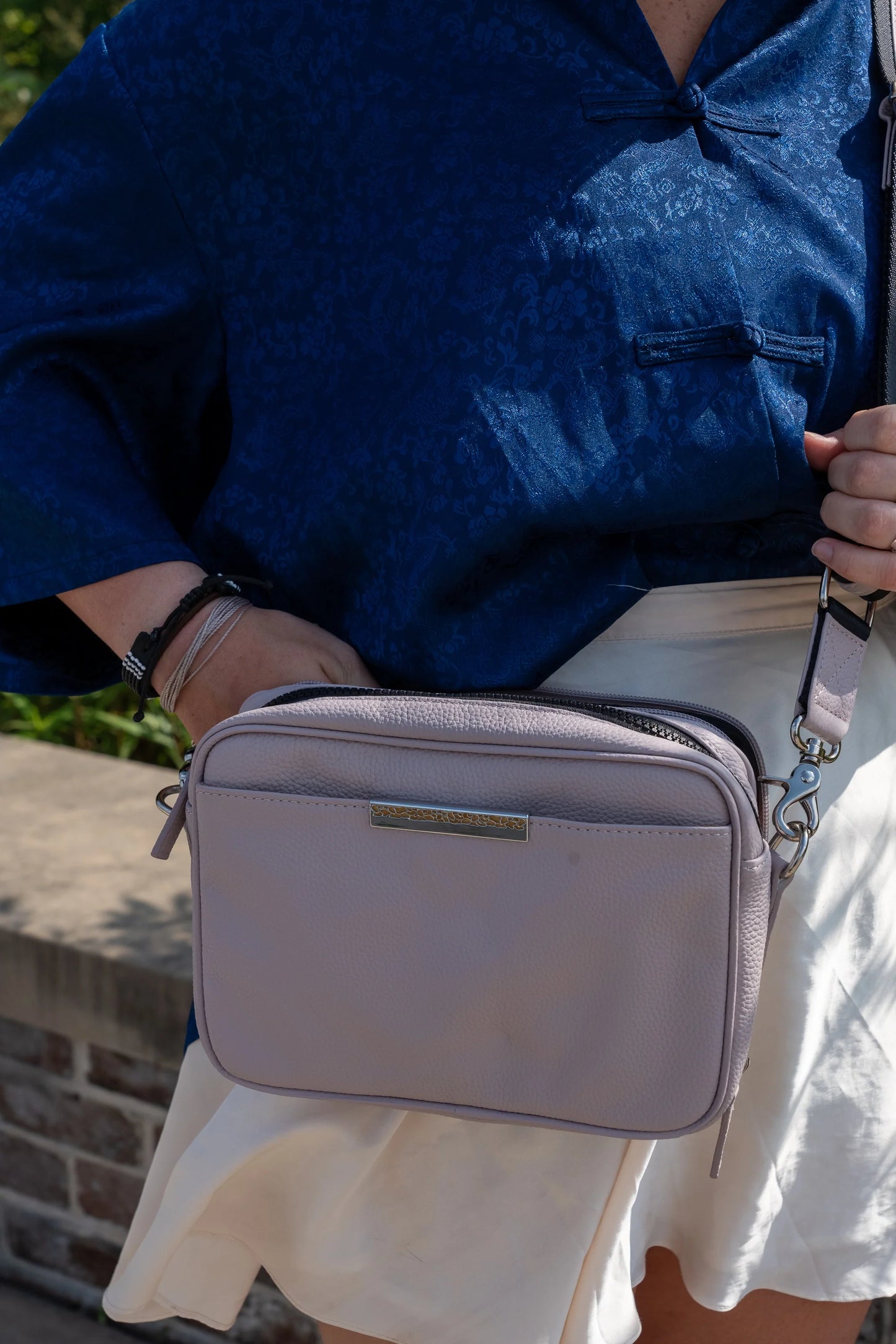 Leather Slim Clutch Crossbody Concealed Carry Bag Cowhide - Lavender