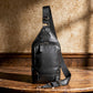Leather Sling Backpack Concealed Carry Bag Cowhide - Black