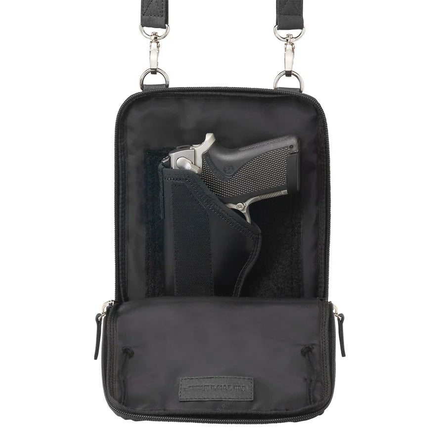 Leather Crossbody Essential Concealed Carry Tumbled Leather - Black