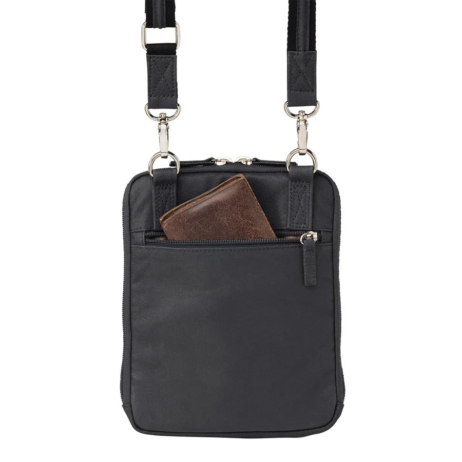 Leather Crossbody Essential Concealed Carry Tumbled Leather - Black