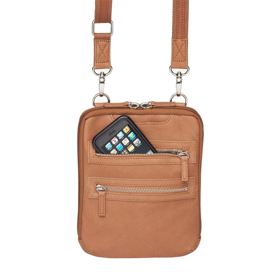 Leather Crossbody Essential Concealed Carry Tumbled Leather - Tan