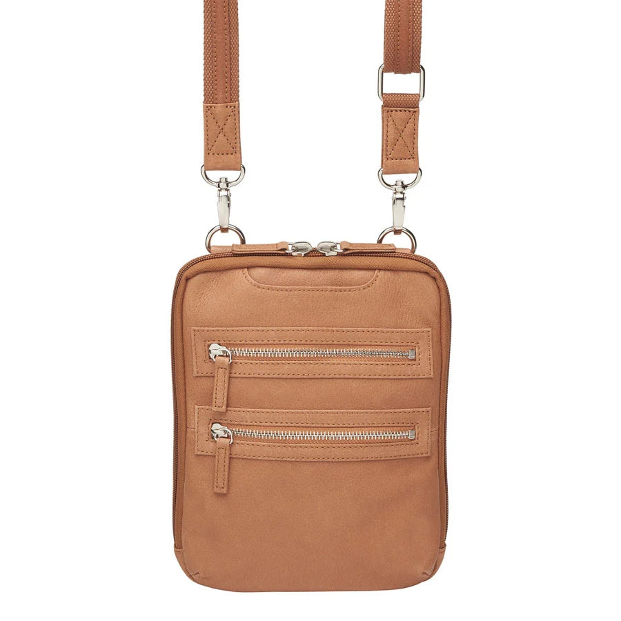 Leather Crossbody Essential Concealed Carry Tumbled Leather - Tan