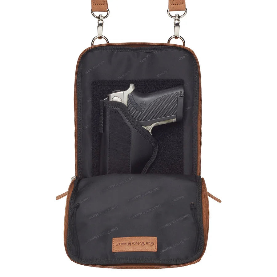 Leather Crossbody Essential Concealed Carry Tumbled Leather - Tan