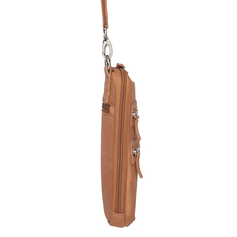Leather Crossbody Essential Concealed Carry Tumbled Leather - Tan