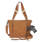 Leather BOHO Shoulder Tote Concealed Carry Purse Cowhide - Tan