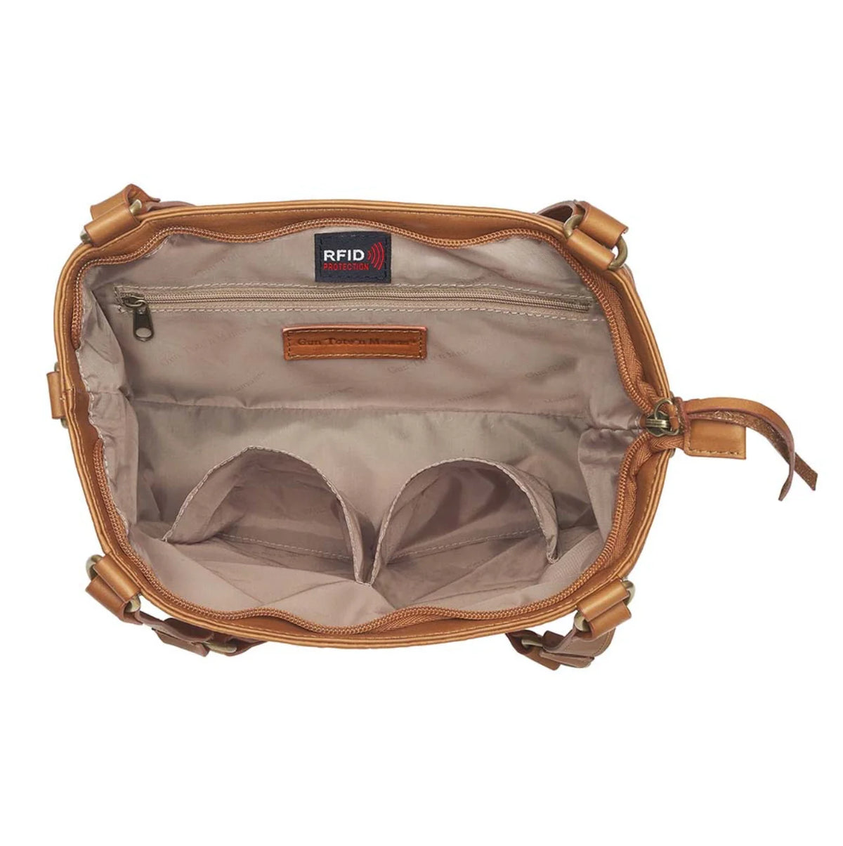 Leather BOHO Shoulder Tote Concealed Carry Purse Cowhide - Tan