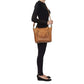 Leather BOHO Shoulder Tote Concealed Carry Purse Cowhide - Tan