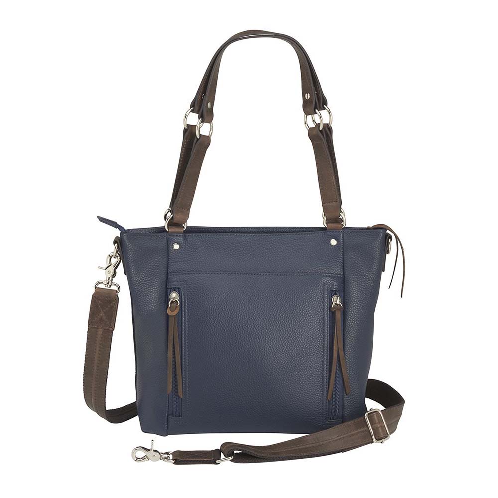 Leather BOHO Shoulder Tote Concealed Carry Purse USA Cowhide - Indigo