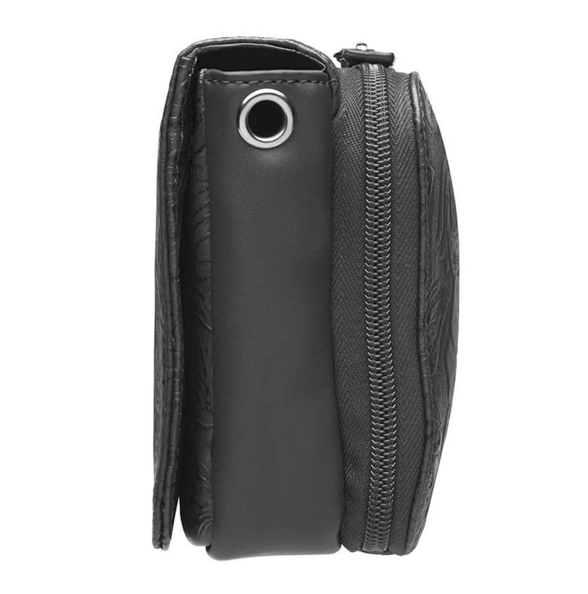 Leather Crossbody Organizer Concealed Carry Purse USA Cowhide - Black