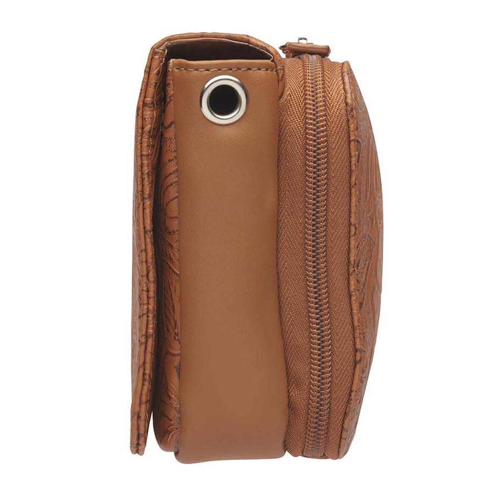 Leather Crossbody Organizer Concealed Carry Purse USA Cowhide - Tan