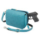Leather Crossbody Organizer Concealed Carry Purse USA Cowhide - Turquoise