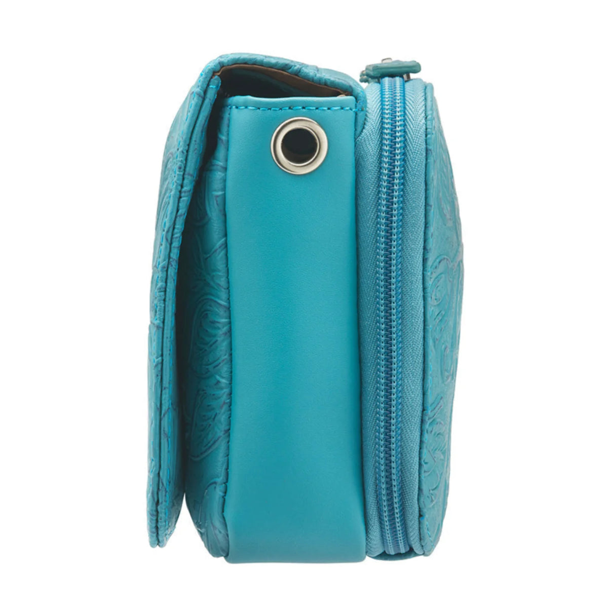 Leather Crossbody Organizer Concealed Carry Purse USA Cowhide - Turquoise